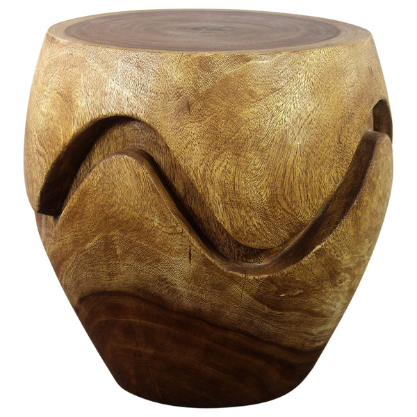 Haussmann® Wood Barrel Puzzle Drum Table 18 DIA x 18 inch High Walnut Oil