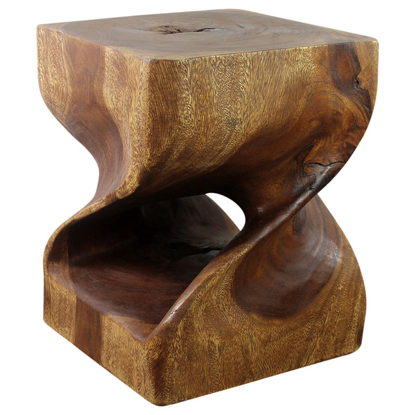 Haussmann® Wood Big Twist DUO End Table 16 SQ x 20 inch High Walnut Oil