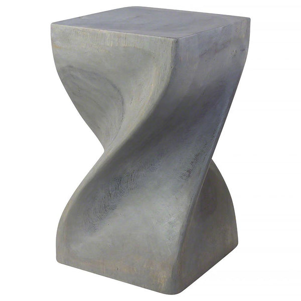 Haussmann® Big Twist Wood Stool Table 12 in SQ x 20 in H Grey Oil