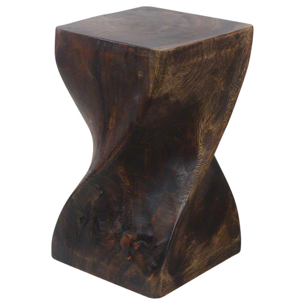 Haussmann® Big Twist Wood Stool Table 12 in SQ x 20 in H Mocha Oil