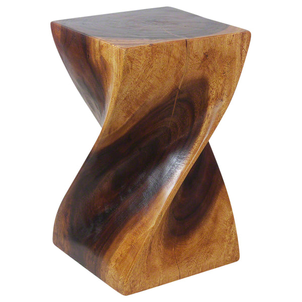 Haussmann® Big Twist Wood Stool Table 12 in SQ x 20 in H Walnut Oil