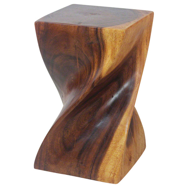Haussmann® Big Twist Wood Stool Table 12 in SQ x 20 in H Walnut Oil