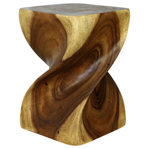 Haussmann® Big Twist Wood Stool Table 14 in SQ x 20 in H Antique Oak Oil