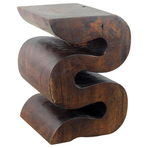 Haussmann® Wood BIG Wave Verve Accent Snake Table 14 x 14 x 20 in H Mocha Oil