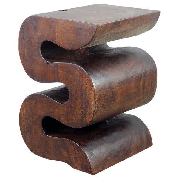 Haussmann® Wood BIG Wave Verve Accent Snake Table 14 x 14 x 20 in H Mocha Oil