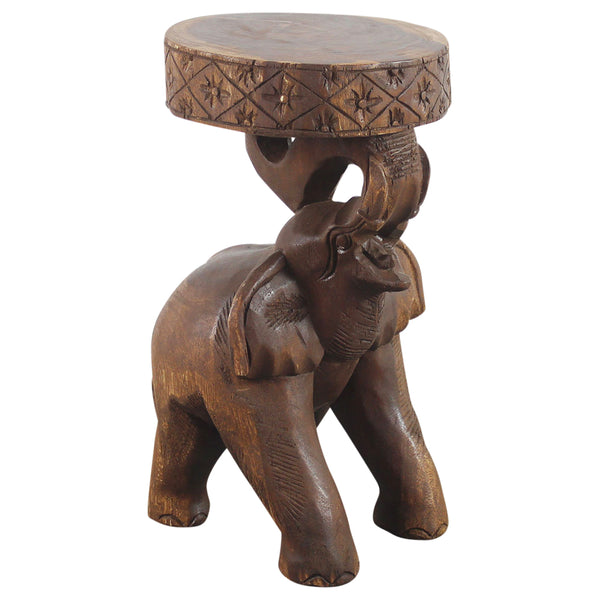 Haussmann® Wood Elephant Chang Stool 11 in DIA x 20 in H Walnut Oil