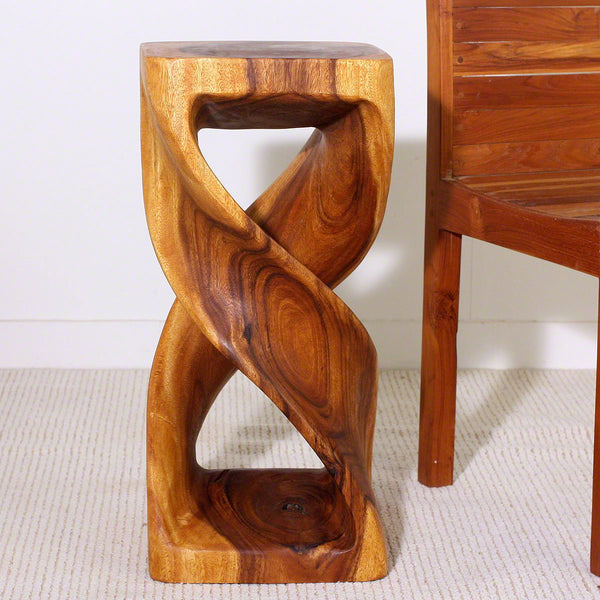 Haussmann® Wood Double Twist Stool Table 12 in SQ x 26 in H Oak Oil