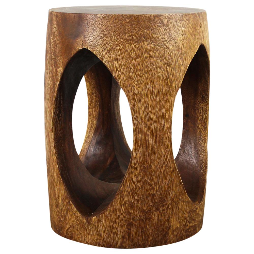 Haussmann® Oval Wood End Table Windows 15 in DIA x 20 in H Walnut Oil - Haussmann Inc