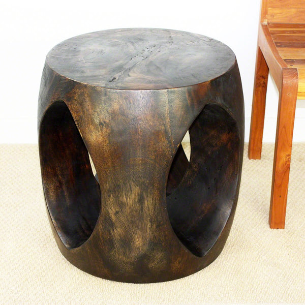 Haussmann® Wood Oval Windows Coffee Table 20 inch DIA x 20 inch H Mocha