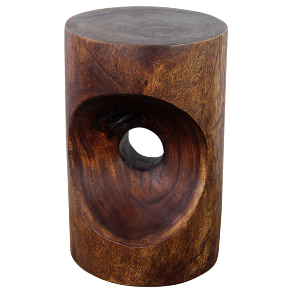Haussmann® Wood Peephole Table Stool 13 in D x 20 in H Dark Walnut Oil