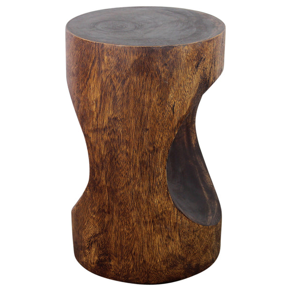 Haussmann® Wood Peephole Table Stool 13 in D x 20 in H Dark Walnut Oil