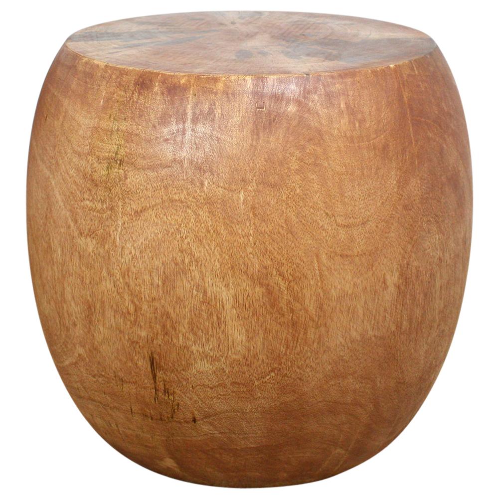 Haussmann® Mango Wood Pouf Table 20 in DIA x 18 in High Light Teak Oil