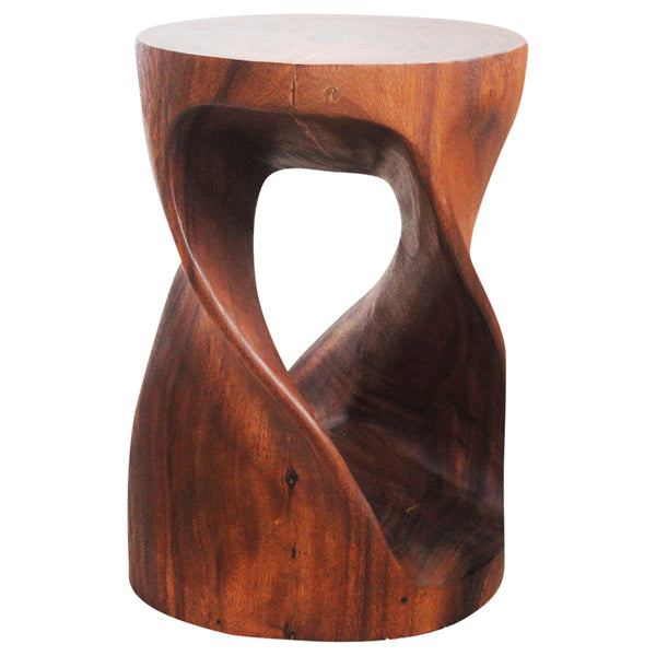 Haussmann® Round Wood Twist Accent Table 14 in DIA x 20 in High Walnut Oil