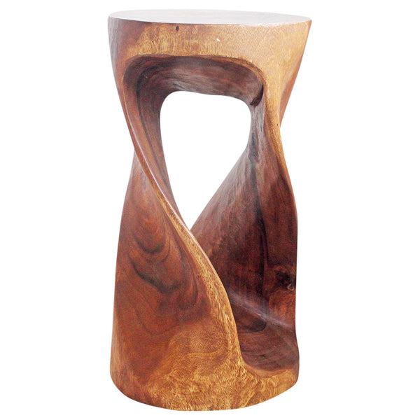 Haussmann® Round Wood Twist Accent Table 14 in DIA x 26 in High Walnut Oil