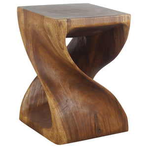 Haussmann® Wood Twist End Table 15 x 15 x 23 inch High Walnut Oil
