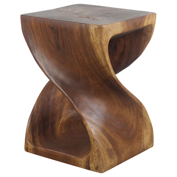 Haussmann® Wood Twist End Table 15 x 15 x 20 inch High Walnut Oil