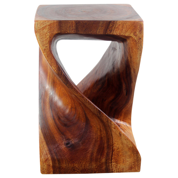 Haussmann® Wood Twist End Table 15 x 15 x 23 inch High Cherry Oil