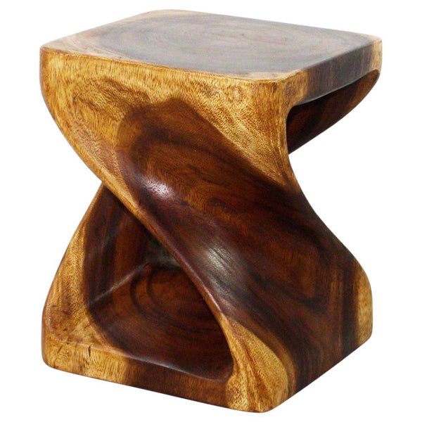 Haussmann® Original Wood Twist Stool 10 in SQ x 12 in High Walnut Oil