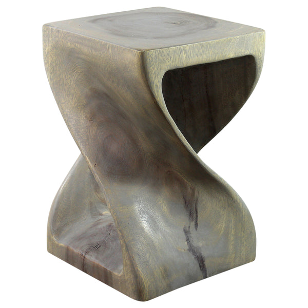 Haussmann® Original Wood Twist Stool 12 X 12 X 18 In High Grey Oil