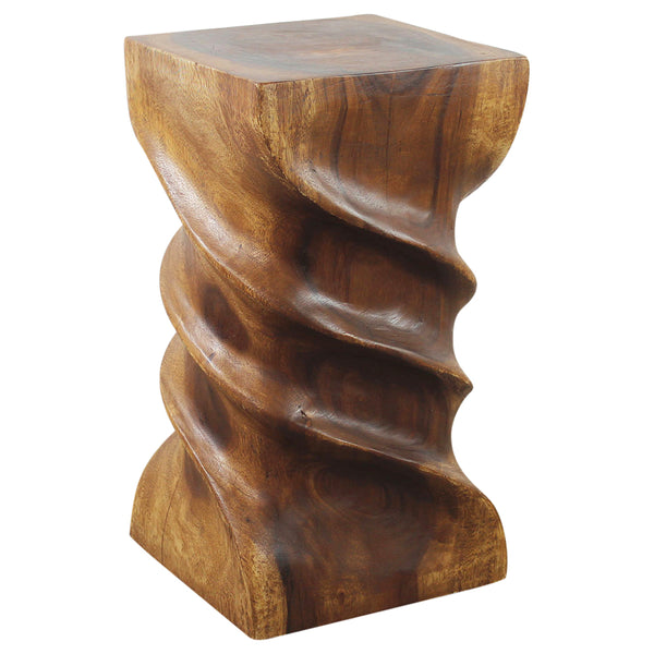 Haussmann® Wood  Triple Twist stool-stand 12 in SQ x 22 in H Walnut Oil