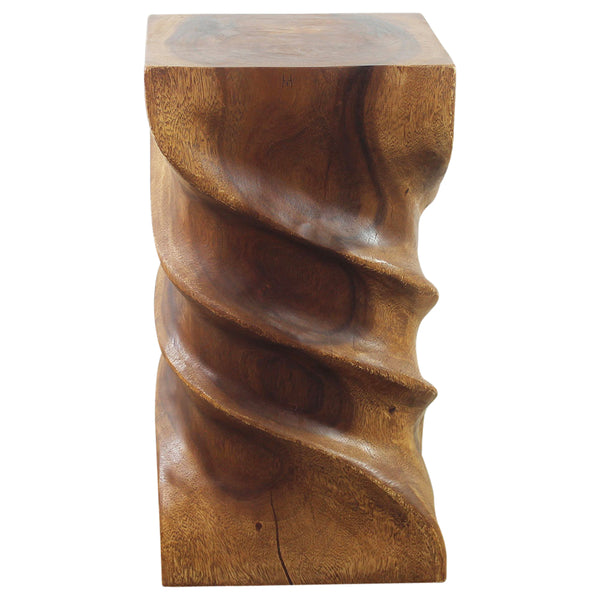 Haussmann® Wood  Triple Twist stool-stand 12 in SQ x 22 in H Walnut Oil