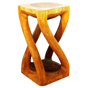 Haussmann® Wood Vine Twist Stool Accent Table 12 in x 22 in H Oak Oil