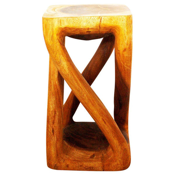 Haussmann® Wood Vine Twist Stool Accent Table 12 in x 22 in H Oak Oil