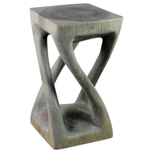 Haussmann® Wood Vine Twist Stool Accent Table 12 in x 22 in H Grey Oil