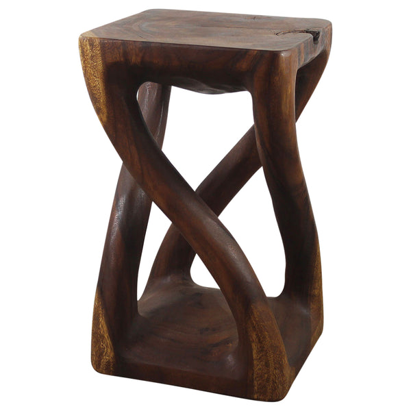 Haussmann® Wood Vine Twist Stool Accent Table 14 in x 23 in H Walnut Oil